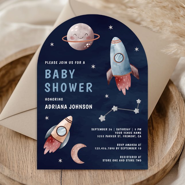 Invitación Planetas de Espacio Exterior Cohete Marina Ducha d (Subido por el creador)