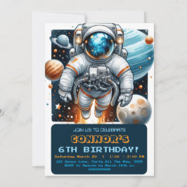 Invitación Planetas de galaxia astronauta de cumpleaños en el