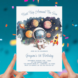 Invitación Planetas del espacio exterior Astronauta primer cu