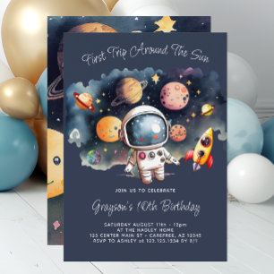 Invitación Planetas del espacio exterior Blue 10th Birthday I