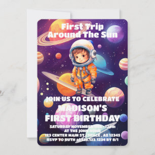 Invitación Planetas del espacio exterior Blue Boy First Birda