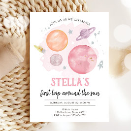 Invitación Planetas del espacio exterior Chica Primer viaje C