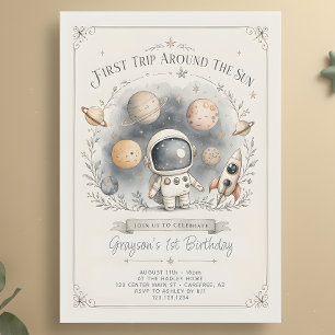 Invitación Planetas del Espacio Exterior Cumpleaños 1er Cumpl