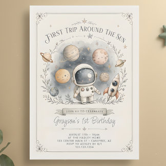 Invitación Planetas del Espacio Exterior Cumpleaños 1er Cumpl
