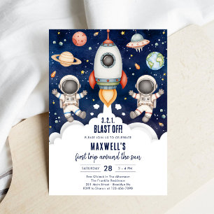 Invitación Planetas del Espacio Exterior Cumpleaños de Niño A