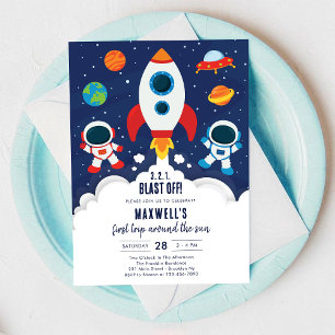 Invitación Planetas del espacio exterior cumpleaños de niño a