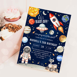 Invitación Planetas del espacio exterior cumpleaños de niño a