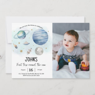 Invitación Planetas del espacio exterior foto del primer cump