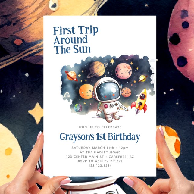 Invitación Planetas del Espacio Exterior Moderno Cumpleaños 1 (Subido por el creador)