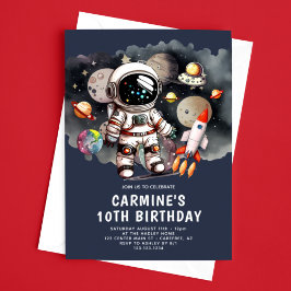 Invitación Planetas del espacio exterior Niño 10 cumpleaños