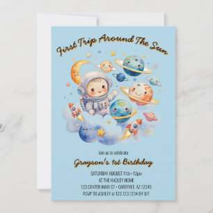 Invitación Planetas del espacio exterior primer cumpleaños az