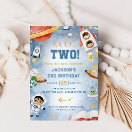 Invitación Planetas del espacio exterior segundo Fiesta de cu