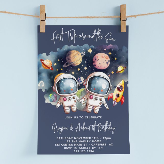 Invitación Planetas del espacio exterior Twin Boys 1er cumple (Subido por el creador)