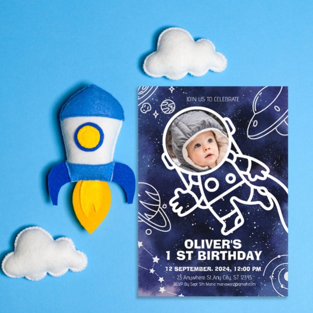 Invitación Planetas del espacio ultraterrestre Astronauta 1er (Subido por el creador)