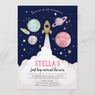 Invitación Planetas del espacio ultraterrestre Chica Primer c