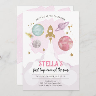 Invitación Planetas del espacio ultraterrestre Chica Primer c