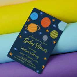 Invitación Planetas espaciales Galaxy Stars Boy Baby Shower
