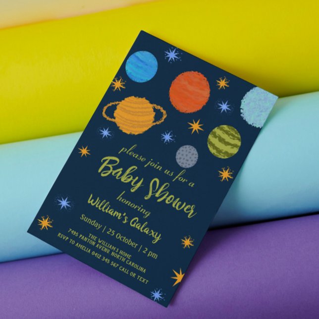 Invitación Planetas espaciales Galaxy Stars Boy Baby Shower (Subido por el creador)