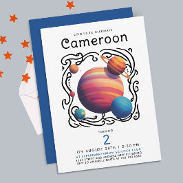 Invitación Planetas Luna Cósmica Espacio Universo Colorido Mo
