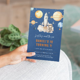 Invitación Planetas modernos del espacio exterior niño primer