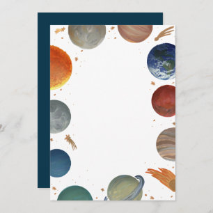 Invitación Planetas pintadas en blanco DIY