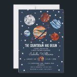 Invitación Planets Outer Space Boy Baby Shower<br><div class="desc">Watercolor planets outer space boy baby shower invitation. Customizable!</div>