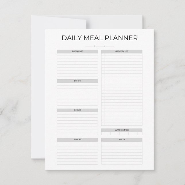 Invitación Planificador de Comidas Diarias | Simple Minimalis (Anverso)