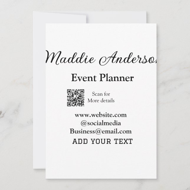 Invitación planificador de eventos agregar nombre código Q R  (Anverso)
