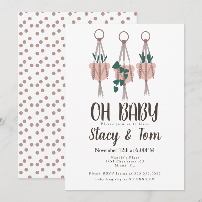 Invitación Planificador de Macrame Colgante de Plantas Boho B (Anverso / Reverso)