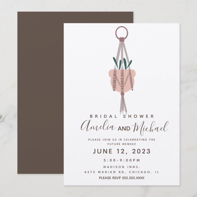 Invitación Planificador de Macramé Moderno para Colgar Planta (Anverso / Reverso)