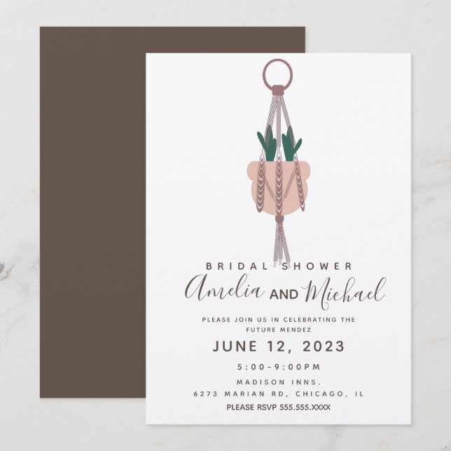 Invitación Planificador de Macrame para Colgar Plantas Cactus (Anverso / Reverso)
