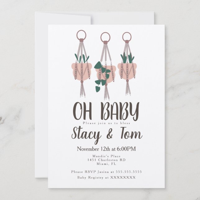 Invitación Planificador de Macrame para Macetas de Plantas Re (Anverso)