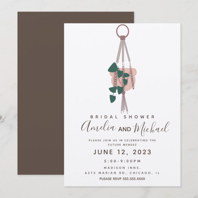 Invitación Planificador de Macrame para Macetas de Plantas Re (Anverso / Reverso)