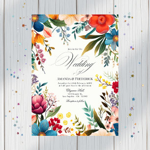 Invitación Planilla de fotografía Boda de Fiesta floral acuar