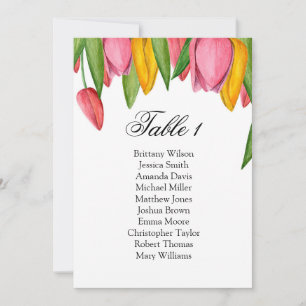 Invitación Plano de asientos de tulipanes. Plan de mesa de bo