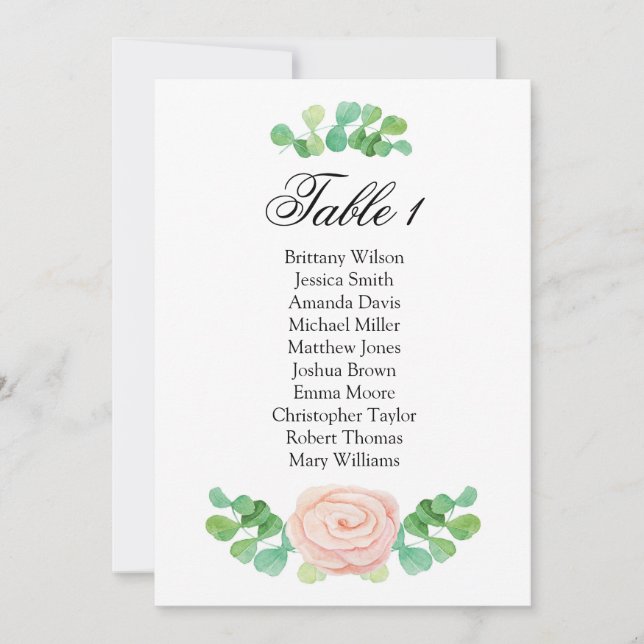 Invitación Plano de asientos verde de verano. Plan de mesa de (Anverso)