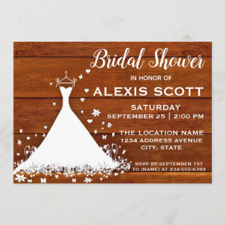 Invitación Plano de madera rústico y ducha de Boda