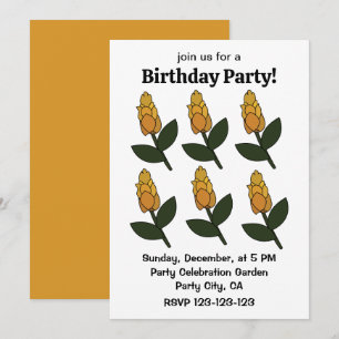 Invitación Planta de Camarón Dorado Flor Floral Cumpleaños