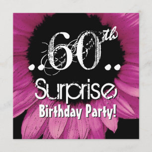 Invitación Planta de cumpleaños sorpresa 60 de girasol rosado