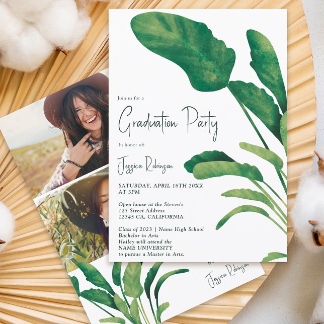 Invitación Planta de guión de vegetación tropical 3 fotos gra (Subido por el creador)