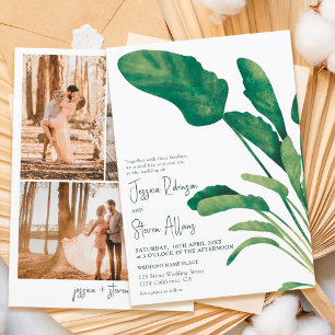 Invitación Planta de guiones de vegetación tropical 3 boda de