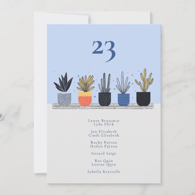 Invitación Planta de la casa botánica Tabla Número de asiento (Anverso)