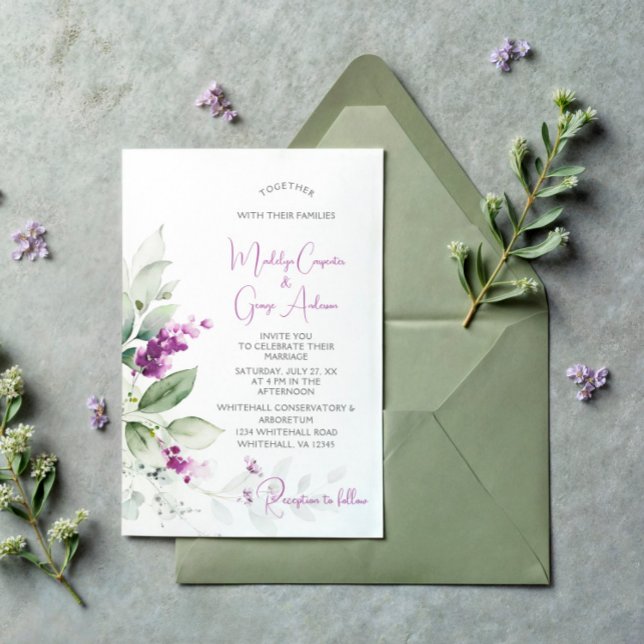 Invitación Planta de lavanda morada - Boda de fondo morado (Subido por el creador)