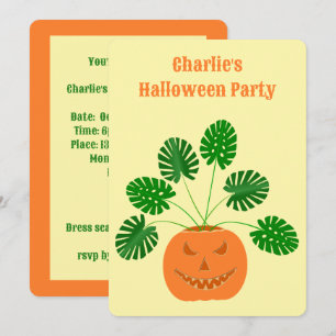 Invitación Planta de Monstera de Halloween en Personalizado d