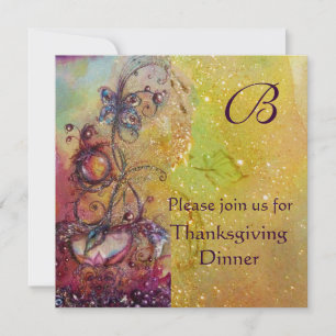 Invitación PLANTA MARIPOSA MONOGRAMA Cena de Acción de Gracia