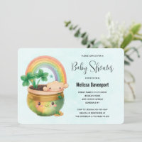 Plantador lindo con Baby Shower arcoiris y trébol