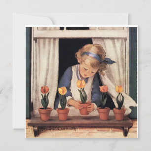 Invitación Plantando Tulipanes por Jessie Willcox Smith