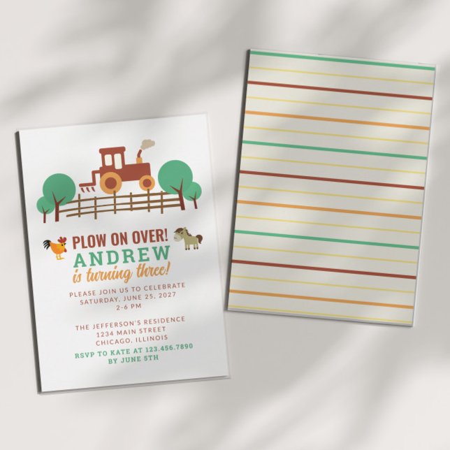 Invitación Plantar sobre la fiesta de cumpleaños del Tractor (Subido por el creador)