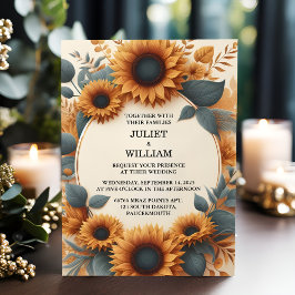 Invitación Plantas Boda de girasol de jardín rústico