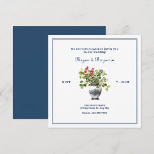 Invitación Plantas con boda de jarrón antiguo